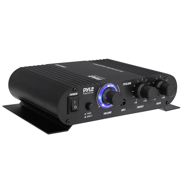 Pyle Power Home HiFi Stereo Amplifier - 90 Watt Portable Dual Channel Surround Sound Audio Receiver w/ 12V Adapter for