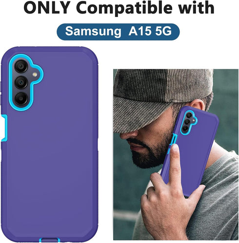for Samsung Galaxy A15 5G Case,with Built in Screen Protector Heavy Duty Drop Protection,Full Body Rugged Shockproof Dustproof Protective Phone Cover for Samsung Galaxy A15 5G (Blue)