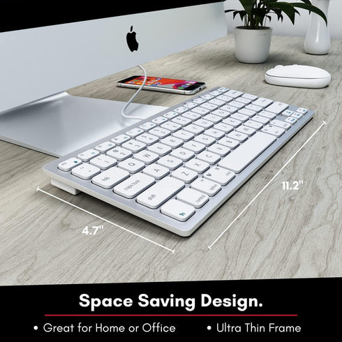 Macally Small USB C Keyboard, Plug & Play Wired Apple Keyboard for Mac mini, MacBook Pro/Air, iMac, iPad, Windows