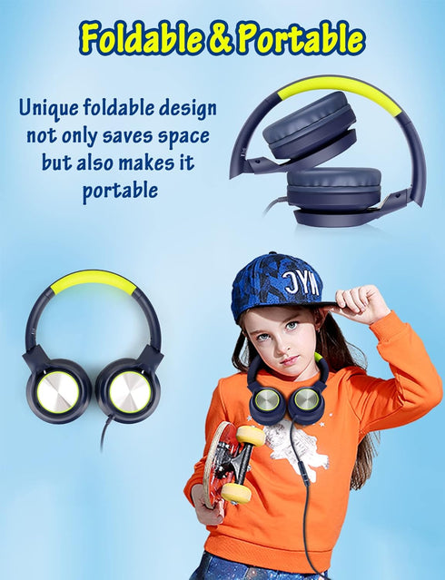 Shop Kids Headphones with Microphone - Wired Over Ear, 85dB/94dB Volume Limit for Boys, Girls, Teens, Perfect for