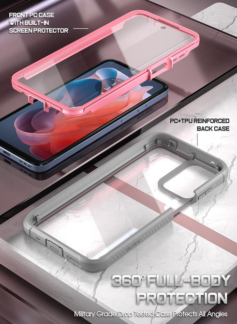 Poetic Guardian Case for Motorola Moto G Play 4G (2024), 20 FT Mil-Grade Drop Tested, Full-Body Hybrid Pink/Clear