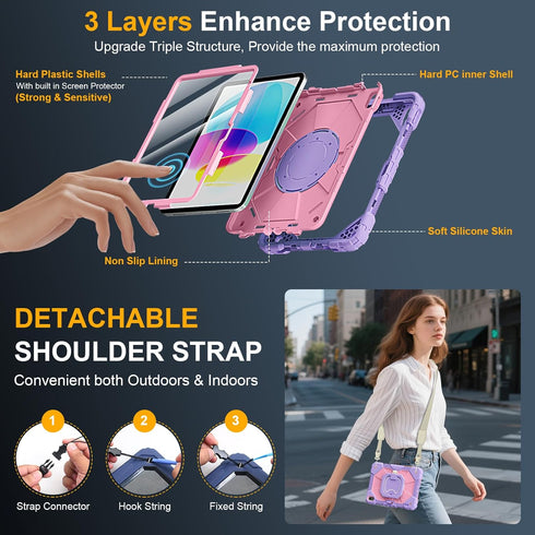 Ubearkk (A16) 11th/10th 11/10.9 Inch 2025/2022, a16 360 Case for iPad Generation for iPad case with Screen Protector