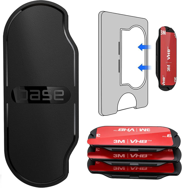 3PCS Detachable Sticky Plastic Part Strips Replacement for Pops Wallet+, Adhesive Base with Extra 3Pack 3M Tapes Black