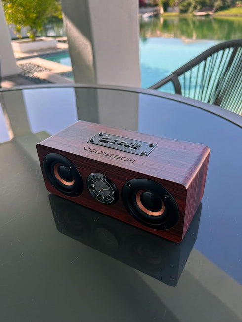 Retro Wooden 5.0 Bluetooth Speaker, Wireless Dual Loudspeakers, 10W Speaker with Superior Sound, Redwood