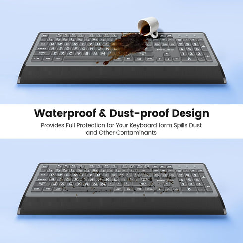 MIKUSO Cover,104 Large Print Keyboard for Seniors,Big Key Low Vision Keyboard with Wrist Rest & Included Dust Key