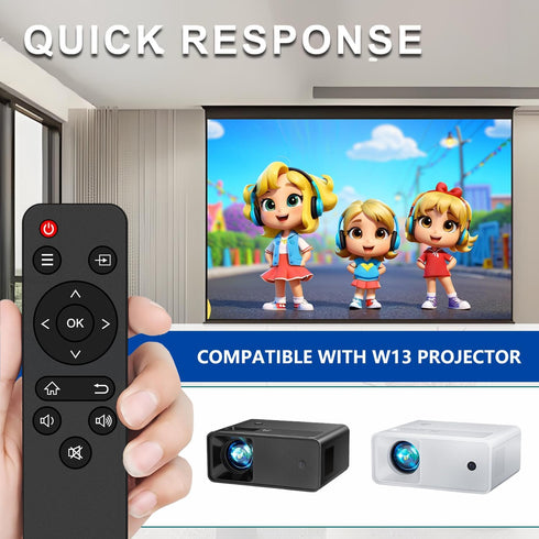 AOERUOW W13 Replacement Remote Control Compatible with CiBest Portable Mini Movie Projector