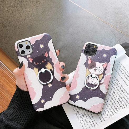Cat Phone Ring Stand Holder - 360 Rotation Finger Ring Grip Stand for Cellphones, Smartphones, and Tablets