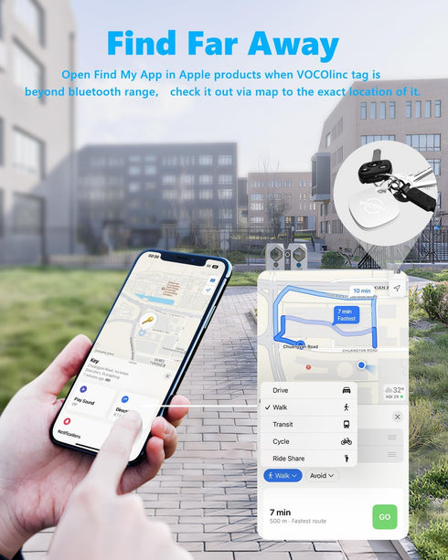 VOCOlinc Wallet Tracker, Air Tracker Tag Key Finder Compatible with Find My (iOS only), Bluetooth Tracker for Keys,
