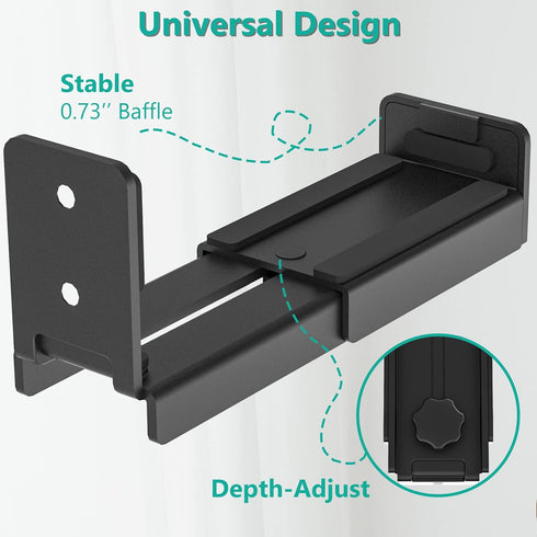 WALI Universal Soundbar Wall Mount, Center Channel Speaker Dual Bracket Holds up to 33 lbs, Black