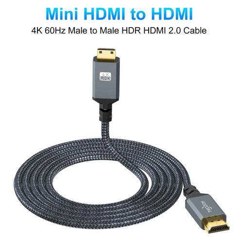 Twozoh 3.3FT, 3D 4K/60Hz 1080p 720p Mini HDMI to HDMI Cable High-Speed HDMI to Mini HDMI Braided Cord Support