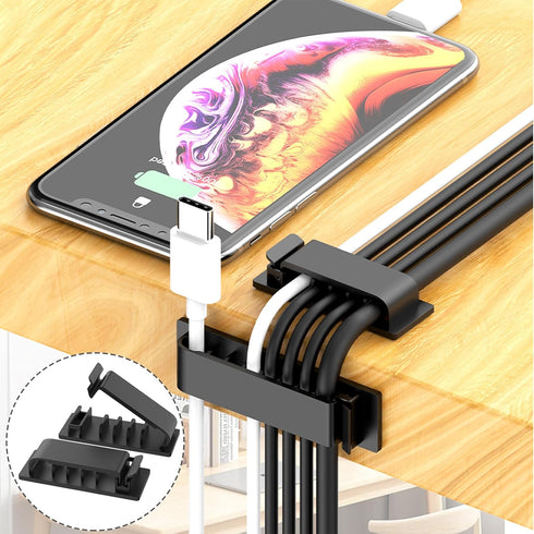 ELII 300PCS Cable Management Kit, 4 Cable Sleeve, 35 Cable Clips, 11 Cord Holders, 200 Fastening Cable Ties for Under
