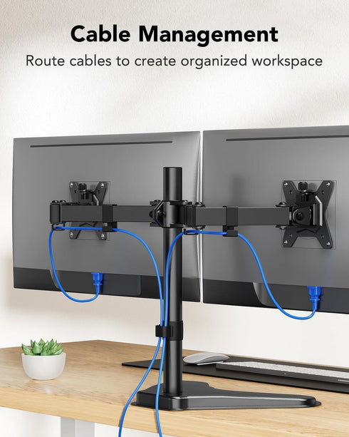HUANUO 32 inches 17.6lbs 2 Dual Monitor Stand up to per Arm, High-Grade Aluminum Free Standing Dual Monitors Mount