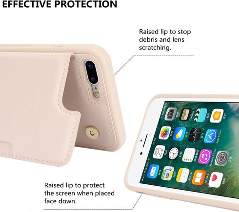 iCoverCase Wallet Phone Case for iPhone 8 Plus/7 Plus with Card Holder, RFID Blocking PU Leather Protective