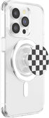 White and Gray Checkerboard Pattern Checkered PopSockets PopGrip for MagSafe
