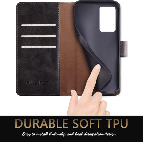 SUANPOT Leather Wallet Case for Samsung Galaxy Note 20 Ultra 5G - RFID Blocking Credit Card Holder, Black