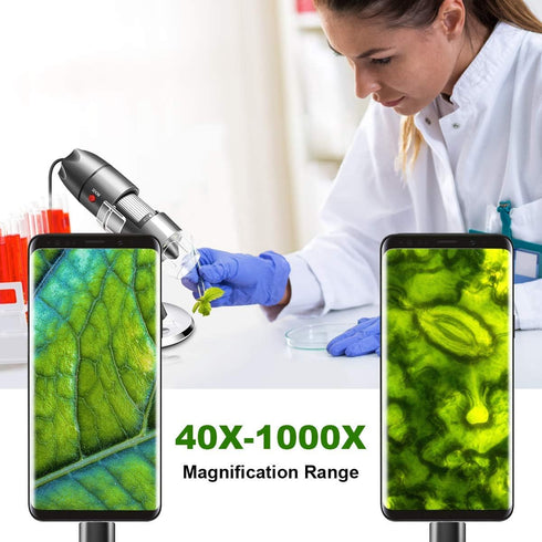 Cainda USB Microscope Camera 40X to 1000X with Metal Stand & Carrying Case, Portable for Android Windows Linux Mac