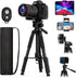 MoKo 70" Camera Tripod for iPad, iPhone, DSLR, SLR, with Travel Bag, Phone Holder, Wireless Remote, and Webcam