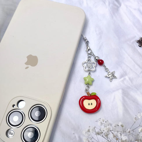 Nalefow 2PCS Y2k Cute Phone Charms Aesthetic Pink Guitar Strawberry Star Phone Straps Key Chains for Keys Bags Camera