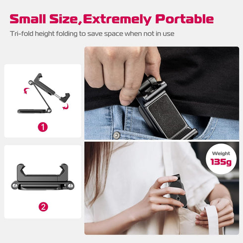 ULANZI Phone Tripod Mount with 2 Cold Shoes & Arca Port, HP004 Metal 360° Smartphone Tripod Adapter for iPhone, Cell