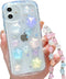 Clear Cute 3D Case for iPhone 11, Colorful Sparkling Stars with Bracelet Chain Design for Girls, Kawaii