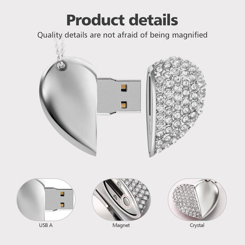 Kayllesine 2.0 64, USB Flash Drive,Cute Romantic Heart Shape USB Memory Stick,Thumb Drive for Photos, Music, Files