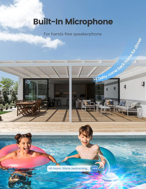 Floating Pool Speakers with Colorful LED Lights, IPX7 Waterproof Hot Tub Bluetooth Speaker, 10W Stereo Loud Sound,