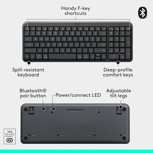 Logitech MK250 Bluetooth Wireless Mouse and Keyboard Combo: Fast & Easy Connectivity, Compact Wireless Keyboard