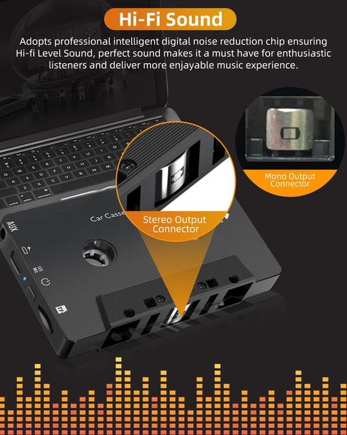 Mimlevey 5.1 Cassette Cassette Cassette MP3, Car Audio Bluetooth Receiver, Bluetooth Adapter for Car Tape Player