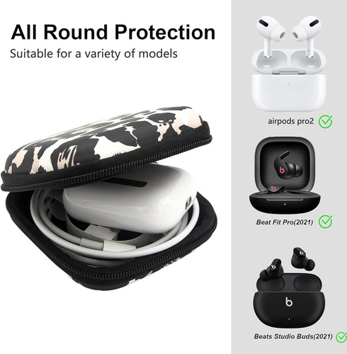 Earbud Case, Headphone Organizer Bag, Hard EVA Shockproof Cover with Carabiner Clip for AirPods Pro and Galaxy Buds