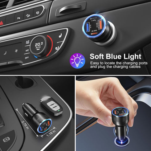 Car Charger Adapter 5 Pack, Bangfun 65W Multi Port 12V USB C & USB A Fast Charging Cigarette Lighter Charger for iPhone