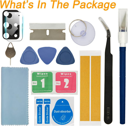 2pcs Rear Camera Glass Lens Replacement with Adhesive, Repair Toolkit & Back Camera Cover for Samsung S20 Plus