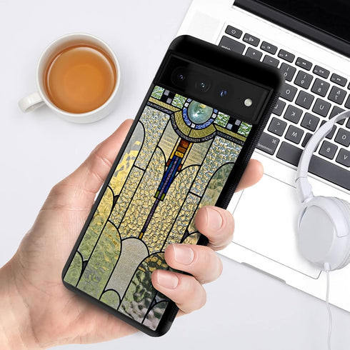 CARLOCA Art Deco Stained Window Pattern Case for Google Pixel 7 Pro, Shockproof Anti-Scratch Design for Girl Boy