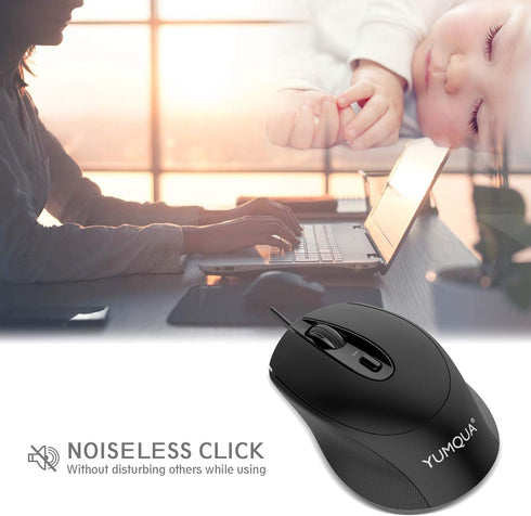 G222 Silent Computer Mouse Wired 2 Pack - Home & Office Optical USB Mouse, 800/1200 DPI Corded