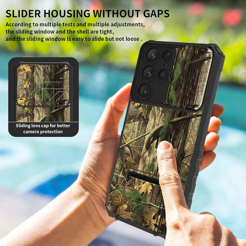 Rossy for Samsung Galaxy S23 Ultra Case, Dual Layer Hybrid Shockproof Protective Case with Slide Camera Cover