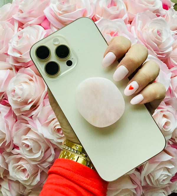 CRYSTALFY Grips by Crystal Phone Grip Holder & Expanding Kickstand-Natural Gemstone Swappable Top