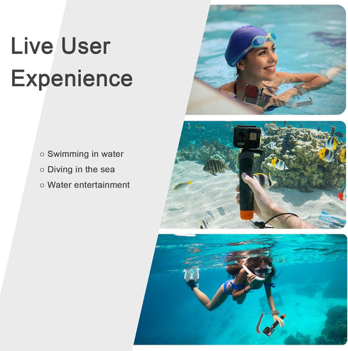 FitStill Waterproof Monopod Floating Hand Grip Snorkeling Selfie Pole Stick + Steel Cored Safety Wrist Strap for Go Pro