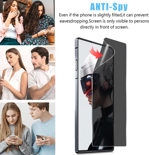 for Nubia Red Magic 9 Pro/Magic 9 Pro+ Privacy Screen Protector and Camera Lens Protector, Anti-Spy Flexible 9H Hardness