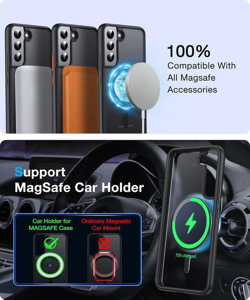 [NO.1 Magnetic Case for Samsung Galaxy S22 with MagSafe, Translucent Matte, Anti-Fingerprint, Military Grade Drop