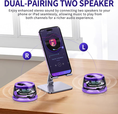 ZNCRSISTY G200 3D 7H Magnetic Bluetooth Speaker - Portable Mini Speakers with RGB Light, Multifunctional Speaker