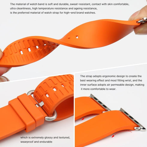 REZERO Compatible with Apple Watch Band 49mm 45mm 44mm 42mm 41mm 40mm 38mm - Fluoro Rubber Strap with Buckle