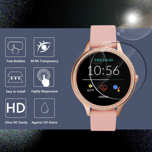 Orzero (3 Pack) Tempered Glass Screen Protector Compatible for Fossil Gen 5E 42mm/44mm Smartwatch, Anti-Scratch
