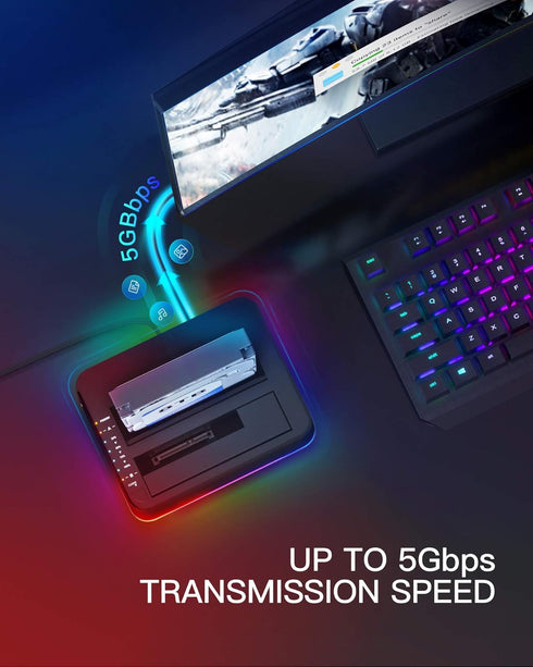 Inateck 3.0 2.5 3.5 Inch SA02003 RGB SATA to USB Hard Drive Docking Station with Offline Clone, for and HDDs and SSDs