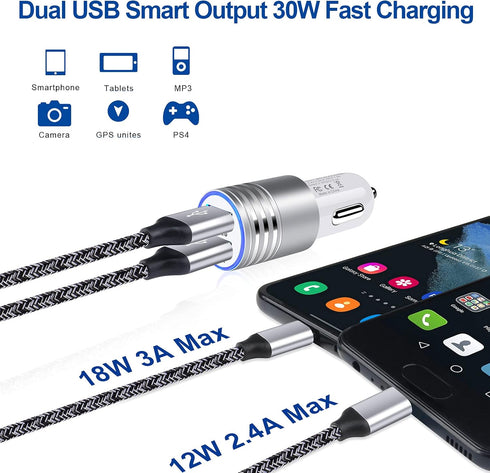 QC 3.0 Fast Wall Charger Cube, Car Charger Cable Cord 6FT for Samsung Galaxy A Series, Google Pixel
