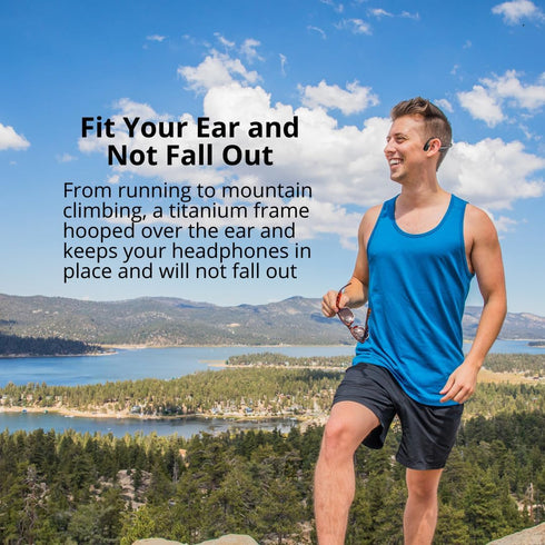 SA04 Black Bone Conduction Headphones, Lightweight Open-Ear Wireless Sport Headphones with Microphones