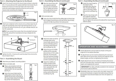 Full Motion Universal Ceiling Projector Mount Bracket - Adjustable Height, Extendable Arms, Rotating Swivel Mount