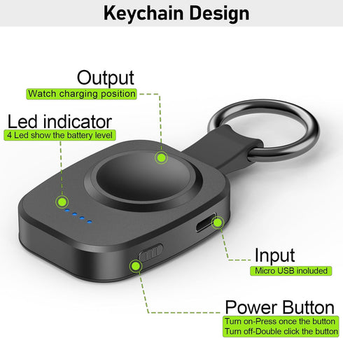 Portable Wireless Charger for Apple Watch, Compact Magnetic iWatch Charger 1200mAh Power Bank Keychain Style