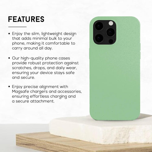 EMF Protection Liquid Silicone Shungite Case for iPhones - 5G Shield Reduction, Lightweight Protective Cover (Green, 13)