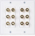 Cable Matters Double Gang Speaker Wire Wall Plate, Gold Plated with Banana Plug Binding Post for 6 Speakers, White