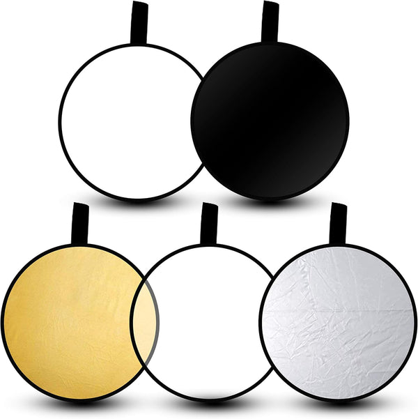 EMART 24’’ (60cm) Light Reflectors 5 in 1 Collapsible Photography Reflector with Bag for Studio Video Photography