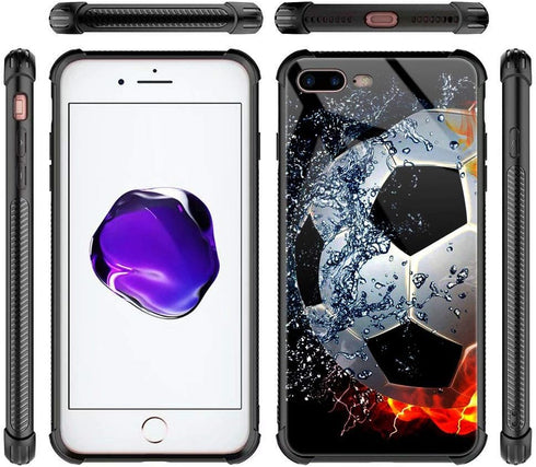 CARLOCA iPhone 8 Plus Case, Sizzling Soccer Design, Shockproof Anti-Scratch Case for iPhone 7/8 Plus